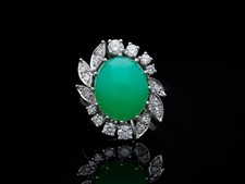 Juw. Deiter Ring 5,75 ct. Diamanten Chrysopras 750 Gold 18 Karat Wert: 8.500 EUR