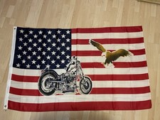 schöne USA Fahne/Flagge mit Adler und Motorrad 90x150cm