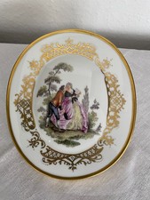 Meissen exklusives Wandbild / Wandplatte Liebespaar Watteau Malerei & viel Gold