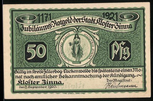 Notgeld kloster zinna 1920 - kloster,