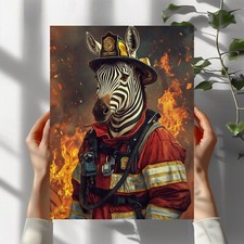 Zebra als Feuerwehrmann Poster