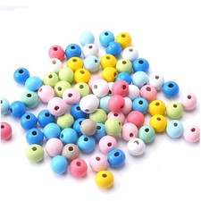 Bunte Holzperlen zum Auffädeln, Rund, 12 Millimeter, 400 Stück
