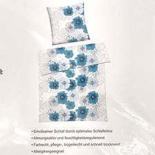 MIKROFASER BETTWÄSCHE BLUMEN BLAU  135 X 200 + 80 X 80 CM 2-TEILIG# SCHMUCKJAGD