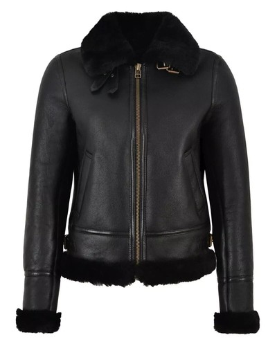 Damen schwarz echt leder jacke - schwarz,