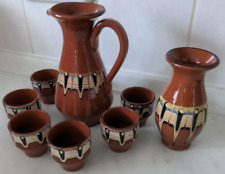 Krug Vase Schnapsgläser Ziegel glasiert Set terracotta Keramik Geschenk Deko