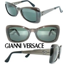 GIANNI VERSACE SONNENBRILLE GRAU GRÜN 404 MEDUSA LOGO S72 S52 LUXUS BRILLE ETUI