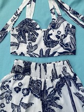 Zweiteiliger Overall blau-Weiß Gemustert,Gr. S NEU ?