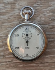 Stoppuhr mit Rattrapante, UMF Ruhla, 15 Minuten, DDR, weiß/silber, stopwatch