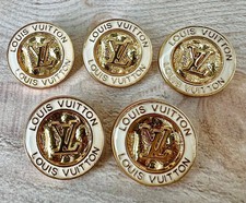 Gold Weiß Set 5 Louis Vuitton LV Ersatzknöpfe Ø 18mm Knöpfe Gestempelt