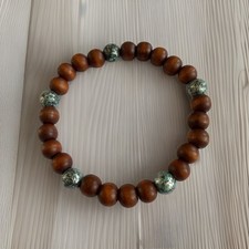 Armband Holzperlen Bracelet Holz Surferarmband Boho-Chic Türkis Buddha Flex