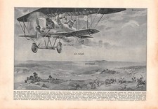 Ein Flug auf Leben und Tod - Max Schaberschul - 1WK Flugzeug - 1915 ~19x28cm