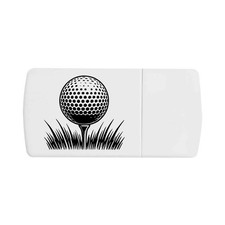 Pillendose "Golfball auf Tee" mit Tablettenteiler (PI00033756)