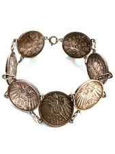 Bayern, Münzarmband aus 7 x 1 Mark 1908 - 1915  D,  München, 900/. Silber