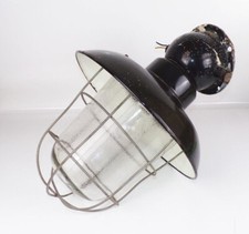 Fabriklampe Emaille Schwarz Rund Gitter Deckenleuchte Loft Industrie 