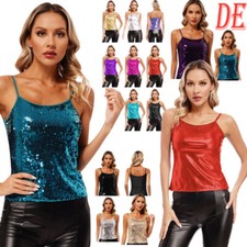Damen Top Tank Glitzer Träger