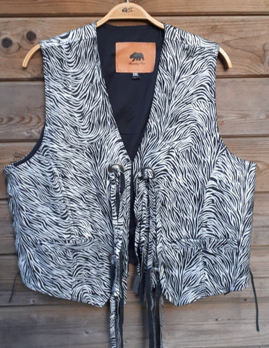 Echt leder weste - echt, zebra