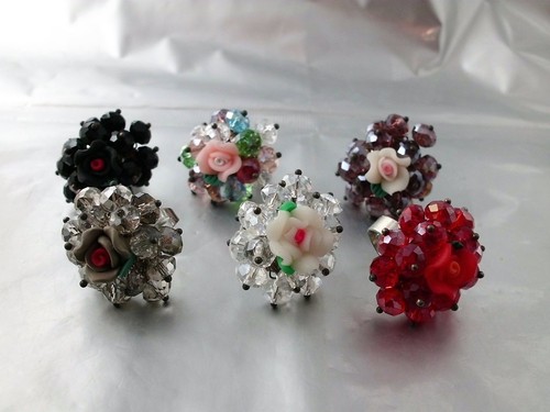 Glasperlen ring mit - ,