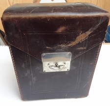 Uralte antike Fototasche aus Leder mit 5 alten Fotoplatten