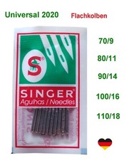 10x Nähmaschinennadeln Flachkolben System 2020 - 70/80/90/100/110 für Singer usw