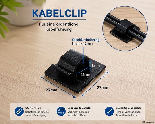 Selbstklebende kabelclip - selbstklebende,