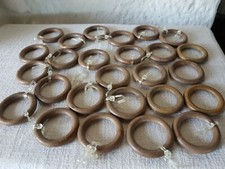 26 Gardinenstangen Ringe + Haken braun Eiche