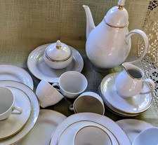 Scherzer Bavaria Porzellan  Kaffeeservice Goldrand + Reliefmuster 50er