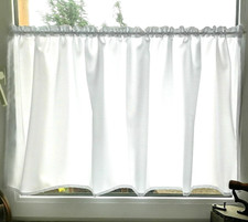  Scheibengardine blickdicht  Weiß 140cm x 60cm hoch  Gardine Sichtschutz