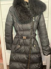 VERSACE Collection Daunenmantel Gr. DE 36 Dunkelgrün Echtfellkragen Winterjacke