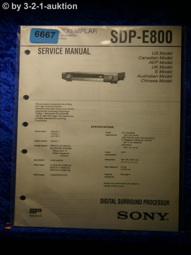 Sony service manual - sdp, e800