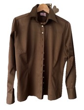 Umani Hemd-Bluse Damen, braun, Gr. 40 Langarm