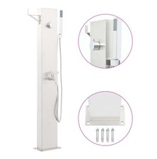 Gartendusche Edelstahl 110 cm Außendusche mit Wasserhahn Gartenbrause