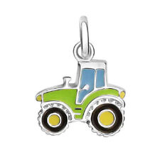 Jungen farbiger Kinder Anhänger Traktor Schlepper Trecker Kette 38 cm Silber 925