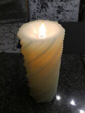 Simplux LED Kerze Cremefarben mit Perlendekor Wachs 4 h und 8 h Timer