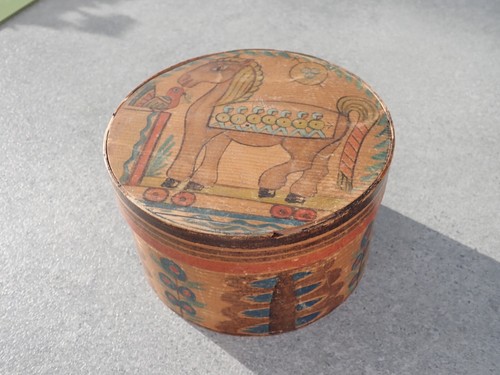 Antike spanschachtel bemalt - spanschachtel,