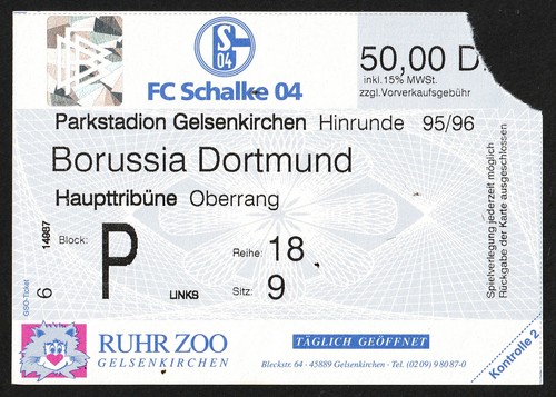 Ticket 1995 fc schalke - |, 1995/96