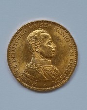 20 Mark Wilhelm II Deutscher Kaiser König v. Preußen mit Uniform 1914 Gold J.253