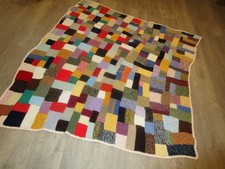 Wolldecke Patchwork echte Handarbeit Landhausstil Landhausflair 1,36 x1,36 m