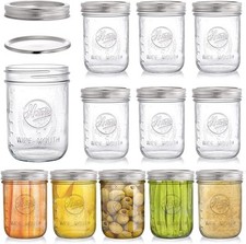 12 Stück Mason Jars 16oz Einmachgläser mit Deckel, Etiketten, Vorratsgläser für 