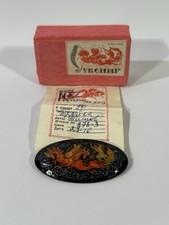 Vintage russische Lackbrosche Made in USSR Palekh-Miniaturmalerei Handarbeit RAR