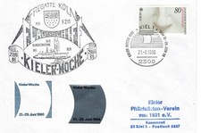 Bundesmarine Fregatte Köln Flaggschiff Kieler Woche 1986 Sonderstempel Vignette