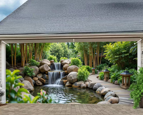 Hof wasserfall garten garage - hof,
