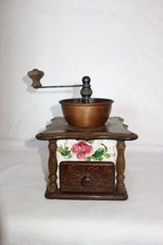 Zassenhaus Hand Kaffeemühle Nr. 154 Holz Keramik mit Blumenmuster 50 er Jahre 