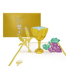 Pop Up Karte "Kelch & Trauben" 3D Kommunionskarte, Konfirmationskarte