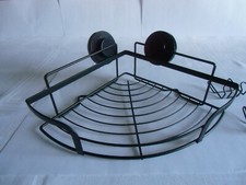 eckregal dusche ohne bohren in Schwarz Pulverbeschichtet mit Waschlappen Halter.