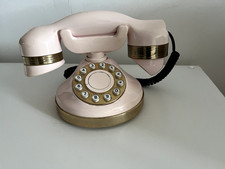 Retro Telefon rosa mit Gold – Vintage Design – Deko-Telefon im 60er/70er Stil