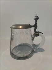 Glas Bierkrug mit Deckel 0,4l geritzt 