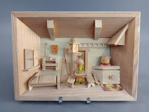 Altes diorama holzbild - altes,