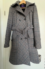 MEXX Mantel Wolle Wollmantel Gr. 42 UK 16 Karo Glencheck Hahnentritt