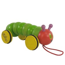 Original Raupe Nimmersatt aus Holz Nachziehtier Holzspielzeug Eric Carnie 13cm