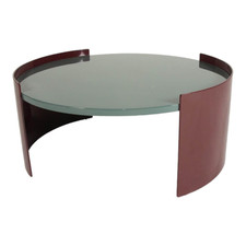 Cassina Couchtisch Bowy Platte Hochglanz Lackiert Petrol Blau Gestell 